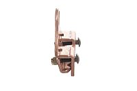 SnowCap II Copper - 2-Pipe Copper Clamp-to-Seam Snow Fence Bracket - end view